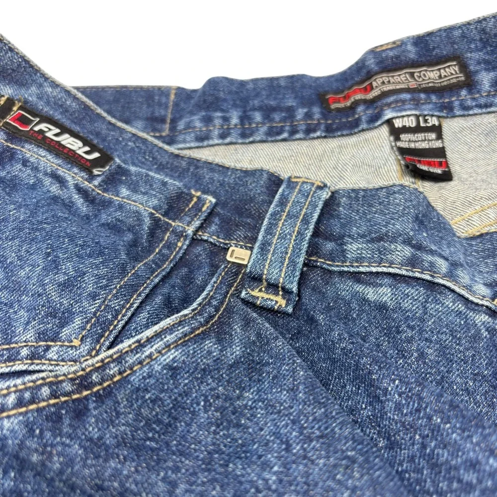 FUBU Carpenter Jeans Mens Blue Cotton Vintage 90s Y2K Baggy Hip Hop W40 L34
